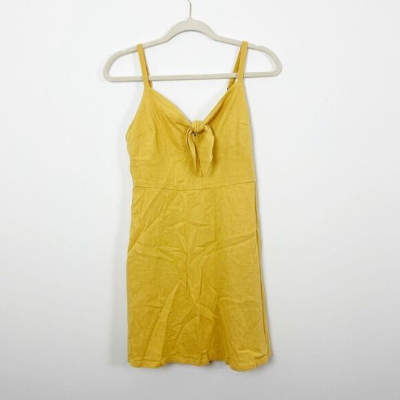 Hollister Dresses & Skirts - ❤️‍🔥5 for $25 Hollister mustard yellow linen textured dress bow front small